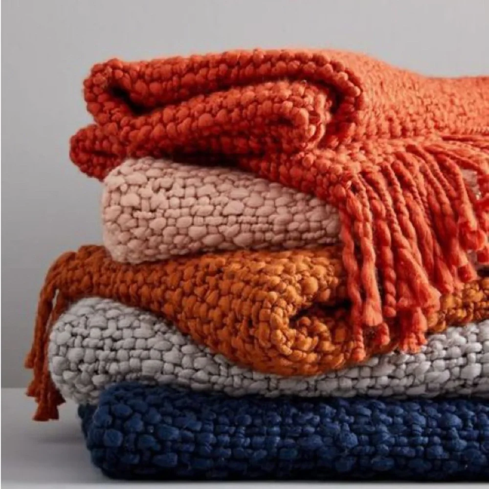 West Elm Terracotta Knit Throw Blanket